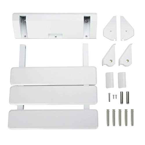 Longzhuo Taburetes de baño, Asiento de Ducha de Hoja abatible montado en la Pared Banco de baño Plegable para Uso doméstico en Sala de Sauna Blanco