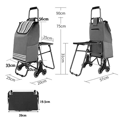 LQBDJPYS Carrito de la compra escaleras plegable para equipaje con silla de ruedas con ruedas de alta resistencia
