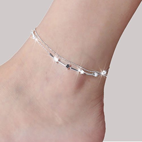LUFA Mujer Plata Plateado corazón de la Mariposa para el Tobillo de la Cadena Pulsera de Tobillo del pie Ropa de Playa joyería
