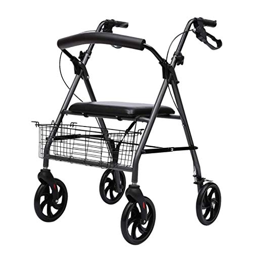 LXDDJZXQ Andador para Ancianos Walker, Aluminio Plegable Movilidad Ayuda móvil Walker Rollator Carrito de Compras Carro con Asiento y Freno de Mano