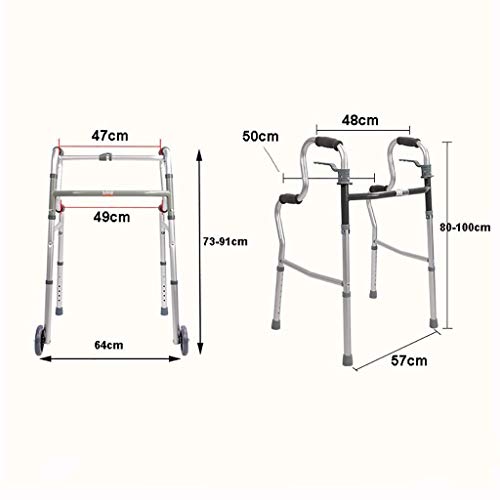 LXDDJZXQ Andador para Ancianos Walker, Andador Plegable de Aluminio Ligero for Caminar con Ayuda de Movilidad con Ruedas de 5 Pulgadas