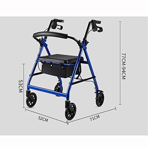 LXDDJZXQ Andador para Ancianos Walker, Carro de Compras Plegable de Aluminio for Caminar, Ayuda for Caminar, Andador, Carretilla con Asiento y Freno de Mano for Ancianos (Color : Red)