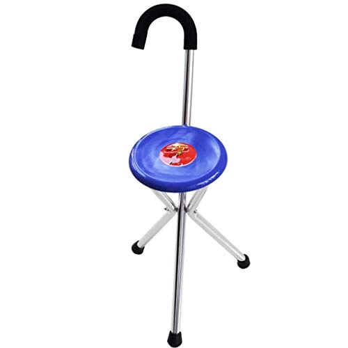 LXDDJZXQ Andador para Ancianos Walker, Taburete de Tres Patas Muletas Plegable Andador Bastón de Aluminio Bastón Multifuncional Caminante, Azul 85 cm, Anciano Escalador, Viajes