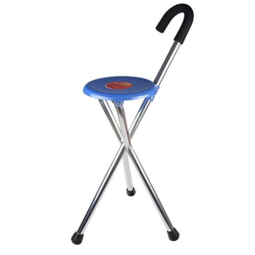 LXDDJZXQ Andador para Ancianos Walker, Taburete de Tres Patas Muletas Plegable Andador Bastón de Aluminio Bastón Multifuncional Caminante, Azul 85 cm, Anciano Escalador, Viajes