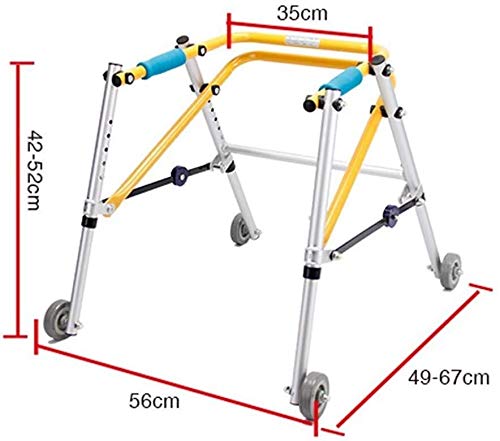 LXDDJZXQ Andador para Ancianos Walker, Walker Andador Infantil Ligera Assist Sticks 4 Patas Plegables carros de Cuatro Ruedas con Altura Ajustable Amarillo móvil Conveniencia