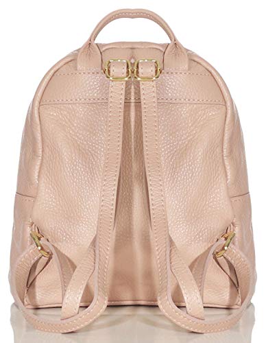 malito Mujeres Mochila Bolso Genuino Cuero trendy Colores Bolso de Bandolera R500 (rosa)