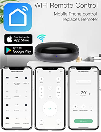 Mando a Distancia Universal, IR Control Remoto inalámbrico WiFi Todo en uno para Smart TV, televisores, Aire acondicionados, Infrarrojo. Compatible Smart Life & Tuya, Alexa y Google Home