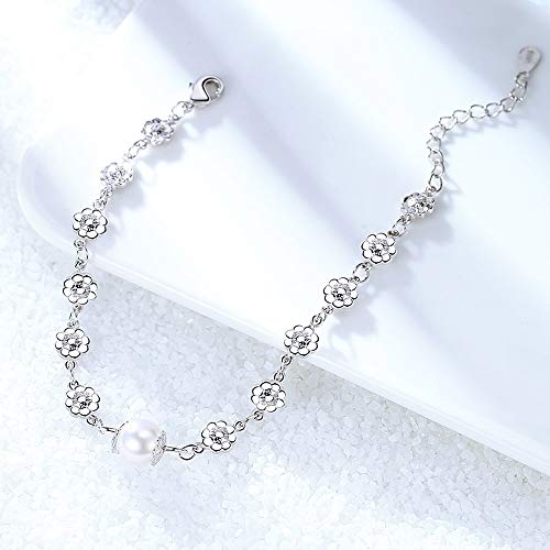 Mano Pulseras Brazalete Joyería Mujer Pulsera De Joyería De Plata De Ley 925 Retro Moda Mujer Perla Tipo