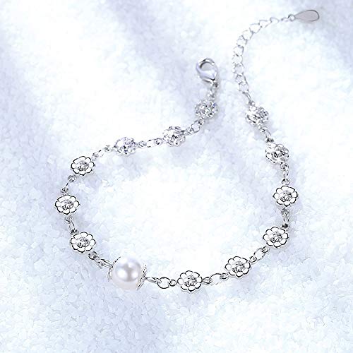 Mano Pulseras Brazalete Joyería Mujer Pulsera De Joyería De Plata De Ley 925 Retro Moda Mujer Perla Tipo