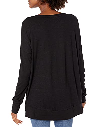 Marca Amazon - Daily Ritual - Jersey cómodo de punto con hombros caídos y cuello de pico para mujer, Negro, US M (EU M - L)