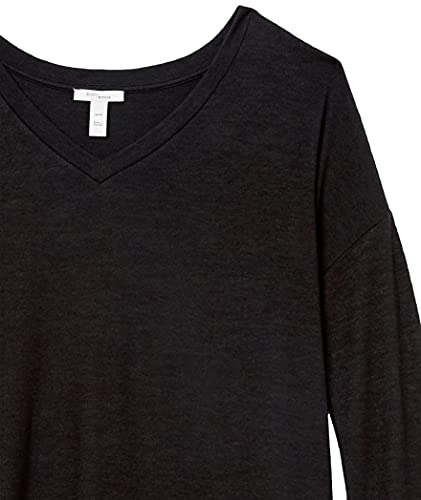 Marca Amazon - Daily Ritual - Jersey cómodo de punto con hombros caídos y cuello de pico para mujer, Negro, US M (EU M - L)