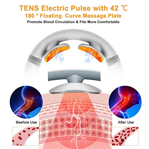 Masajeador de Cuello, Masajeador Cervical Pulso Inalámbrico con de Calefacción,masajeador de cuello Electromagnético Inteligente con 3 Modos y 18 Niveles para el Hogar,la Oficina,Viajes