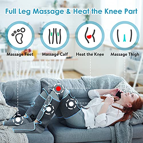 Masajeador de Piernas, Lofamy Masajeador de Pies de Compresión para Relajación, Presoterapia Profesional, con Control Manual 6 Modos 3 Intensidades, Masajear Pantorrillas/Pies/Muslos, Aliviar Dolor