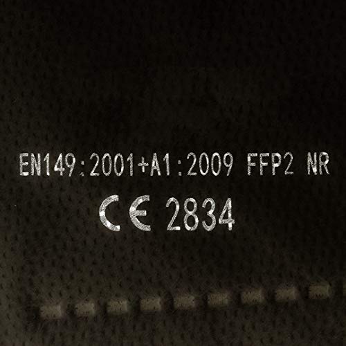 Mascarilla Protectora FFP2 NR CE 2430 EN149:2001 +A1:20009 - PROAIR - 10 Unidades + Ajustador (10, Negro)