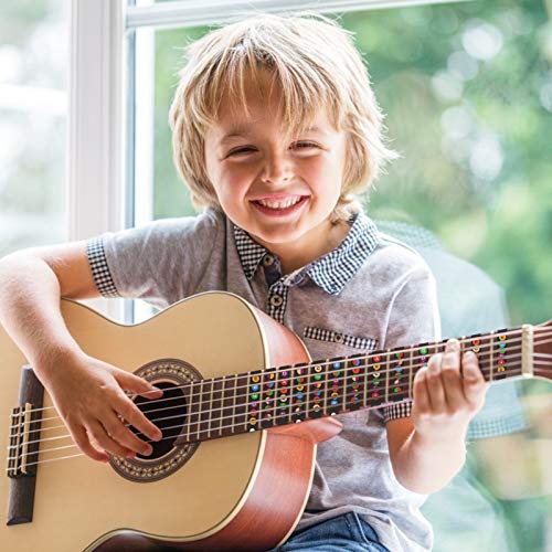 Matogle 4pcs Pegatinas de Notas Guitarra 2pcs Púas de Guitarra Acústicas y Eléctricas de 6 Cuerdas Para Principiantes que Aprenden Pegatinas de Escala de Diapasón Negro y Transparente