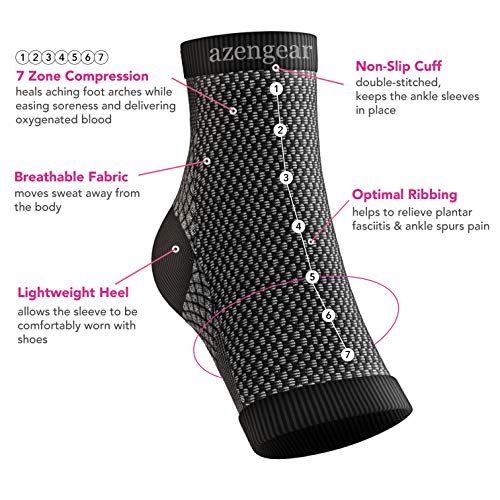 Medias de Compresión para la Fascitis Plantar para Hombre and Mujer - 24/7 Fascitis Plantar pie Arch Support Calcetín - Alivia Dolor - L/XL