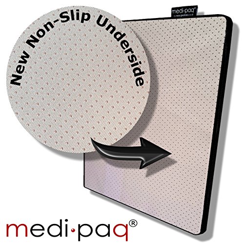 Medipaq Cojín de Asiento en Cuña de Espuma de Memoria Recorte para Coxis – Cojín Lumbar Corrector Soporte de Espalda Ortopédico - Cojín Elevador – Funda de Cojín Malla 3D – Antideslizante – Gris