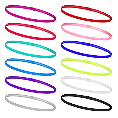 MengH-SHOP Diadema Deportiva Elásticas Deporte Cintas de Pelo Antideslizante para Mujeres Hombres Correr Yoga Golf Multicolor 12 Piezas