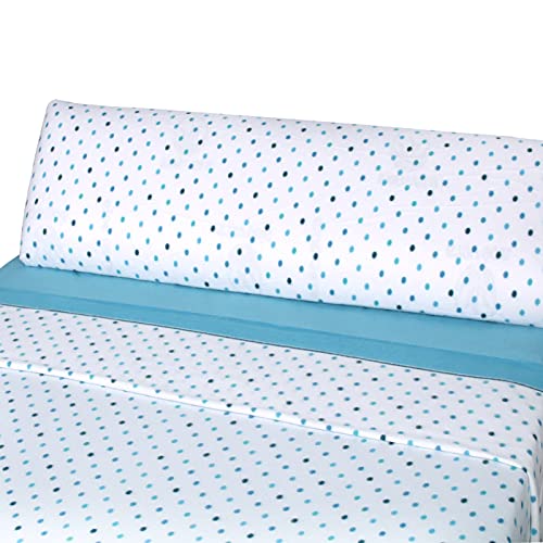 MERCURY TEXTIL- Juego Sábanas 3 Piezas Invierno, Sabanas Polar Franela Térmica. Incluye Bajera Ajustable, Encimera y Funda Almohada. (Lunares Turquesa, Cama 90CM)