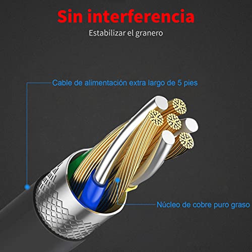 MEROM Fuente de Alimentación 9V Cargador para Pedal de Efectos de Guitarra, Adaptador con Cable de Conexión en Cadena de 5 vías