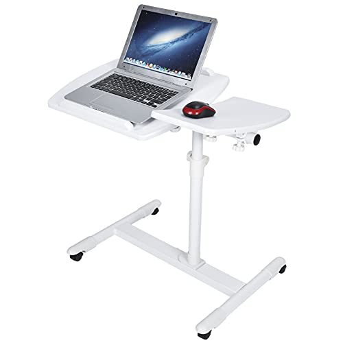 Mesa para Ordenador Portátil, Mesa para Colocar sobre La Cama, Mesa Auxiliar para Estación De Trabajo con Ruedas, Escritorio Blanco para Ordenador Portátil para Dormitorio, Dormitorio, Sofá