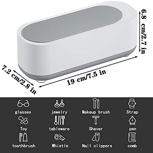 Mini Limpiador Ultrasónidos Limpiador Ultrasonidos Dientes Limpiador Ultrasonidos Profesional Ultrasonido para Limpiar Vasos, Relojes, Anillos, Diamantes, Collares, Monedas, Etc