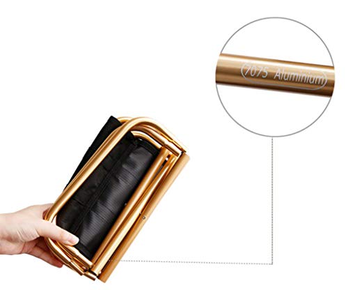 Mini taburete plegable portátil dorado con bolsa, de aluminio, compacto y ultraligero, plegable, con una bolsa de transporte para jardín, playa, pesca, senderismo, camping, pícnic, viajes