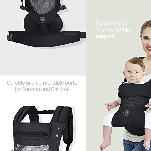 Mochila Portabebés Ergonomicas 3D Mesh, envolvente y transpirable 4 posiciones con capucha desmontable / ajustable, Porta bebe de 4 meses a 18 kg. 100% algodón, Marsupios bebe Estil universal.