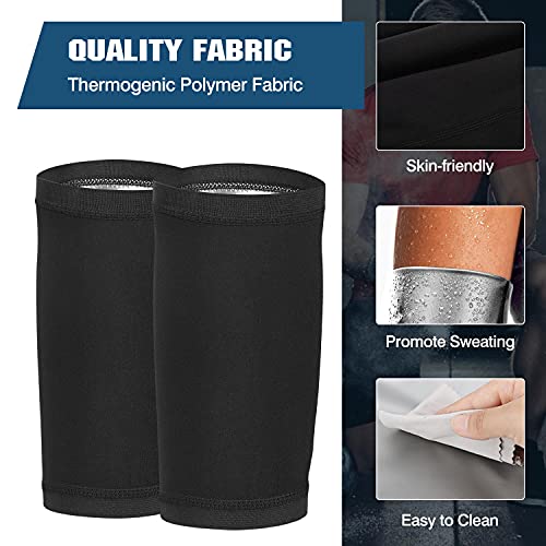 MoKo Recortadores de Brazos Multifuncional, 1 Par Bandas Reductoras Compresión de Sauna Deportivo Suave, Pérdida de Peso para Adelgazar y Entrenamiento para Hombres y Mujeres, S/M, Negro/Plata