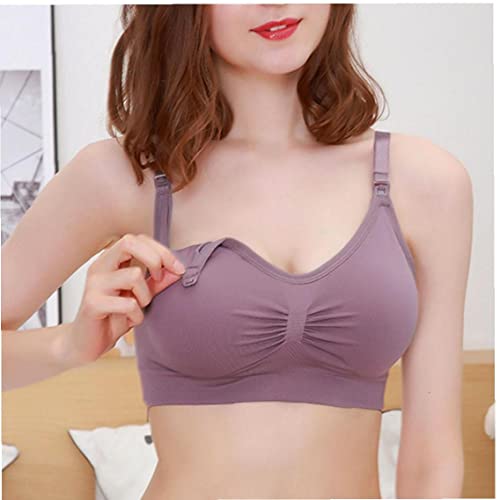Murezima Ropa Interior de Maternidad sin Anillos de Acero Botón Frontal sin Fisuras Apertura Sujetador de enfermería Sujetador de enfermería Push Up Maternity Bras Manos Manos Free Bombing Sujetador