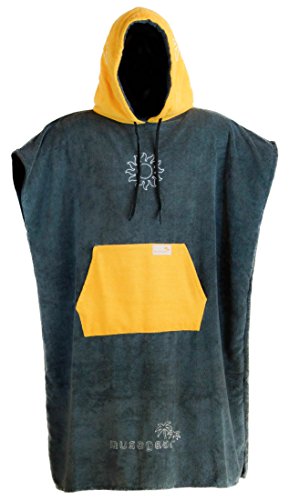 musegear Poncho de surf para adultos, portátil, talla única, pequeño, 1,50-1,70 m, color naranja/antracita, accesorio para cambiar de ropa y albornoz