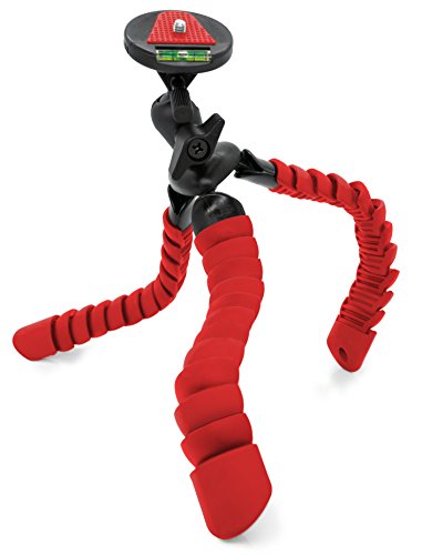 MyGadget Mini Trípode Flexible para Cámara Reflex - Soporte Portátil Pulpo con Liberación Rápida de Placa - Montaje Universal 360° Pequeño - Rojo