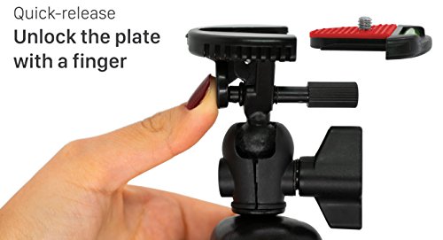 MyGadget Mini Trípode Flexible para Cámara Reflex - Soporte Portátil Pulpo con Liberación Rápida de Placa - Montaje Universal 360° Pequeño - Rojo
