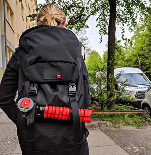 MyGadget Mini Trípode Flexible para Cámara Reflex - Soporte Portátil Pulpo con Liberación Rápida de Placa - Montaje Universal 360° Pequeño - Rojo