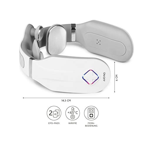 nah-vital® masajeador de cuello con 4 cabezales de masaje y almohadillas EMS adicionales | Función de calor adicional y mando a distancia incluidos | Para aflojar, relajar y regenerar los músculos