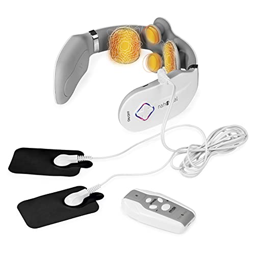 nah-vital® masajeador de cuello con 4 cabezales de masaje y almohadillas EMS adicionales | Función de calor adicional y mando a distancia incluidos | Para aflojar, relajar y regenerar los músculos