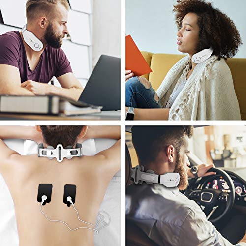 nah-vital® masajeador de cuello con 4 cabezales de masaje y almohadillas EMS adicionales | Función de calor adicional y mando a distancia incluidos | Para aflojar, relajar y regenerar los músculos
