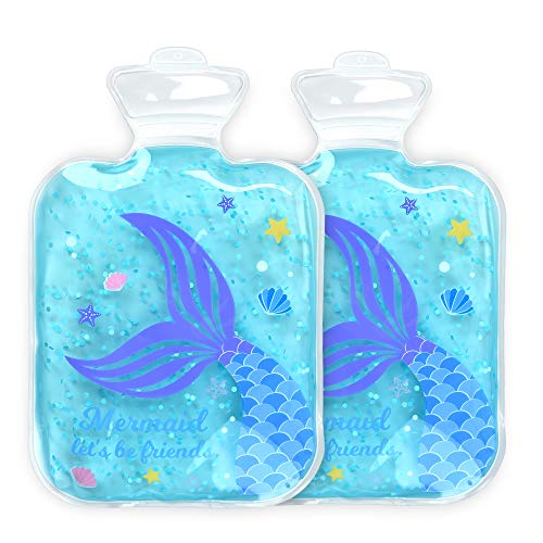 Navaris Set 2x compresa de gel para niños - Bolsitas reutilizables para aplicar calor frío - Apta para microondas y congelador - Diseño de sirena