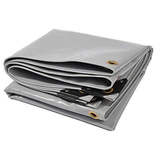 nemaxx Lona de protección PLA35 Premium 300 x 500 cm; Gris con Ojales, PVC de 650 g/m², Cubierta, Lona de protección. Impermeable y a Prueba de desgarros,15m²
