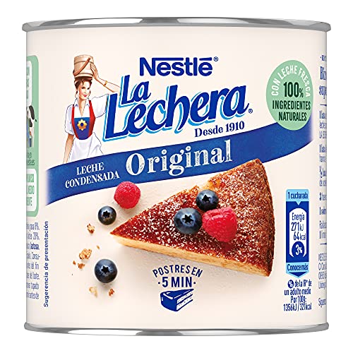 Nestlé La Lechera Leche condensada entera - Lata de leche condensada entera abre fácil - Caja de 12 x 370g