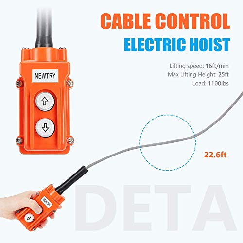NEWTRY 661LBS ascensor eléctrico grúa del alzamiento de 220V 1500W 11,8 millones de control por cable Cabrestante eléctrico de grúas de techo Multicolor