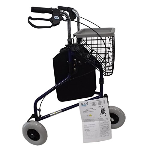 NRS Healthcare M85577 - Andador de 3 ruedas, con cesta y mochila