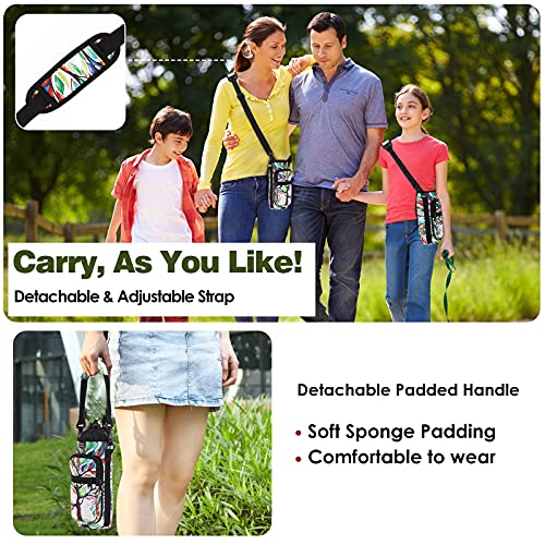 Nuovoware Bolso Térmica de Botella de Agua Portátil de Neopreno, 2 Bolsa con Correa de Hombro a Prueba de Caída, Funda Impermeable Protectora para Viaje, al Aire Libre - Árbol de Suerte