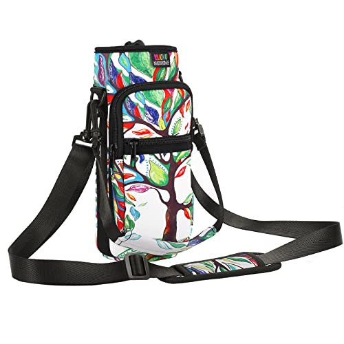 Nuovoware Bolso Térmica de Botella de Agua Portátil de Neopreno, 2 Bolsa con Correa de Hombro a Prueba de Caída, Funda Impermeable Protectora para Viaje, al Aire Libre - Árbol de Suerte