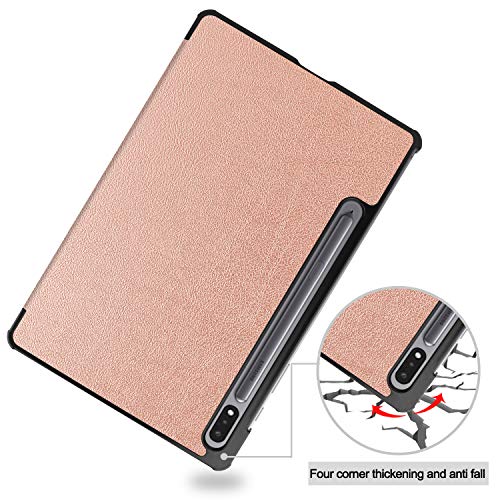 NUPO - Funda para Samsung Galaxy Tab S7 2020, ultra fina, de poliuretano, ultra ligera, con función atril, perfecta para Galaxy Tab S7 SM-T870/875 Oro Rosa