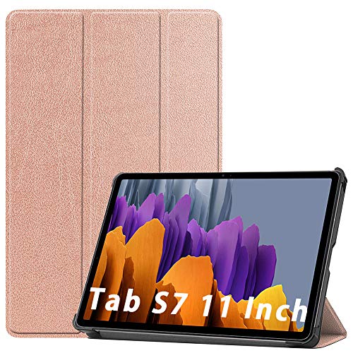 NUPO - Funda para Samsung Galaxy Tab S7 2020, ultra fina, de poliuretano, ultra ligera, con función atril, perfecta para Galaxy Tab S7 SM-T870/875 Oro Rosa