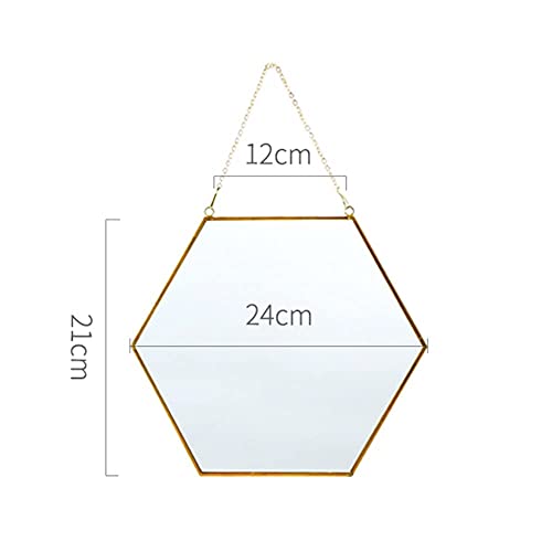 NZKW Espejo de Pared de rombo, Espejo de rombo con Correa de cordón Dorado, Espejo Colgante de rombo con Marco de Metal Cepillado para Dormitorio, Sala de Estar, baño, S