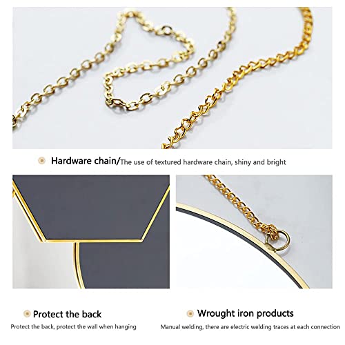 NZKW Espejo de Pared de rombo, Espejo de rombo con Correa de cordón Dorado, Espejo Colgante de rombo con Marco de Metal Cepillado para Dormitorio, Sala de Estar, baño, S