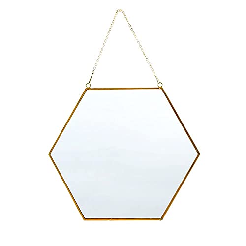 NZKW Espejo de Pared de rombo, Espejo de rombo con Correa de cordón Dorado, Espejo Colgante de rombo con Marco de Metal Cepillado para Dormitorio, Sala de Estar, baño, S