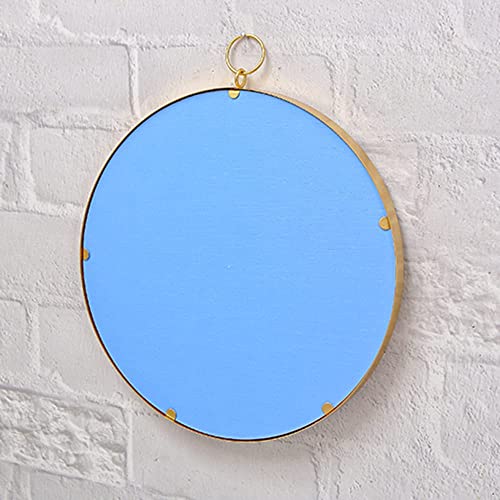 NZKW Espejo de Pared Redondo, Espejo Redondo con Correa de cordón Dorado, Espejo Colgante Redondo con Marco de Metal Cepillado para Dormitorio, Sala de Estar, baño, Negro-B